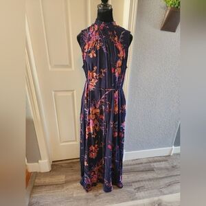 Floral High-Neck Maxi Dress